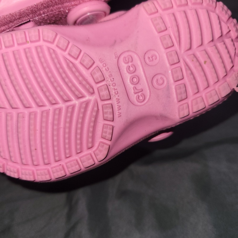 Crocs	Pink Lemonade Glitter Little Kids Sz 5 C Classic Clogs Toddler EUC - Picture 8 of 8